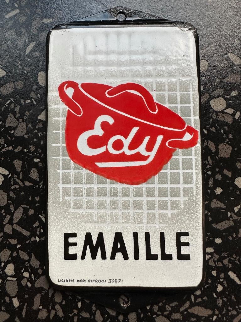 Fraai emaille EDY EMAILLE deurpostje. Bordje., Verzamelen, Merken en Reclamevoorwerpen, Ophalen of Verzenden, Gebruikt, Reclamebord
