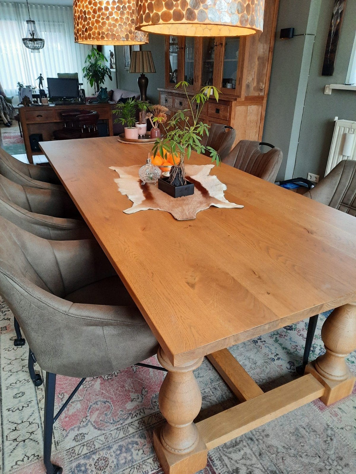 Mooie eiken eettafel, Huis en Inrichting, Tafels | Eettafels, Gebruikt, 100 tot 150 cm, Eikenhout, 200 cm of meer