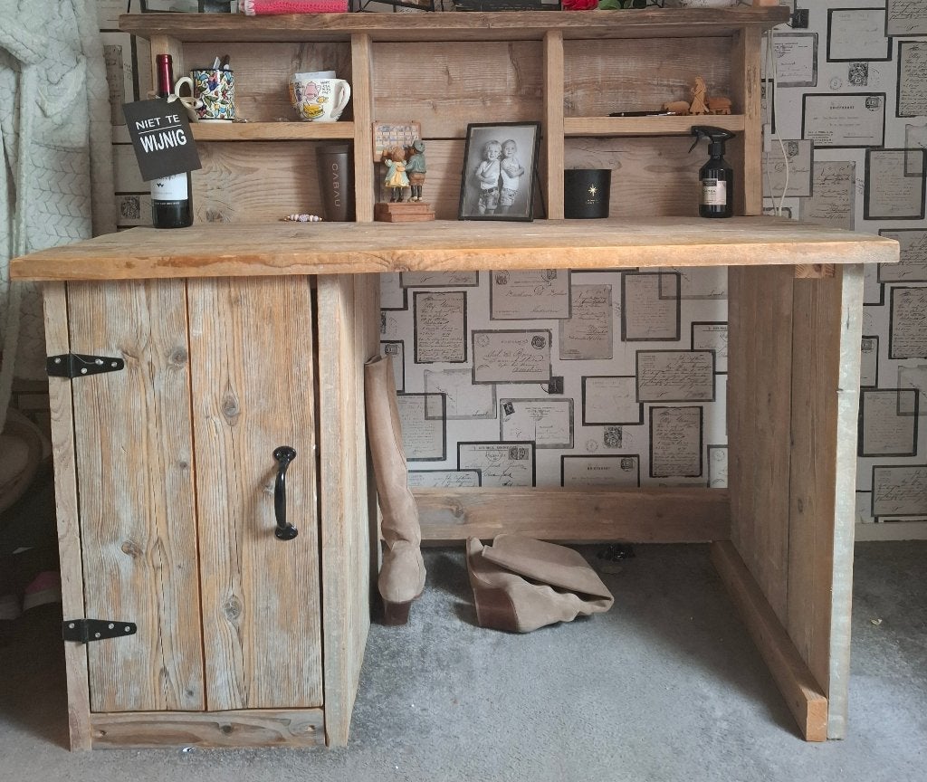 Bureau steigerhout, Ophalen, Gebruikt, Hout, Schoolbureau