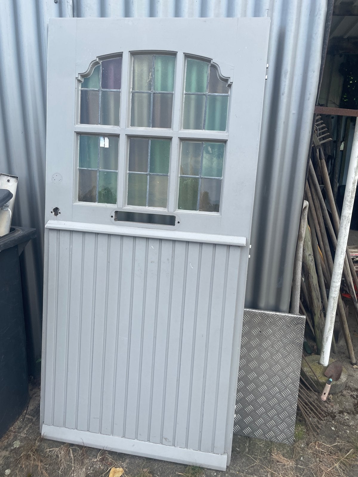 Oude buitendeur met glas-in-lood ramen, Ophalen, Gebruikt, 80 tot 100 cm, Minder dan 200 cm