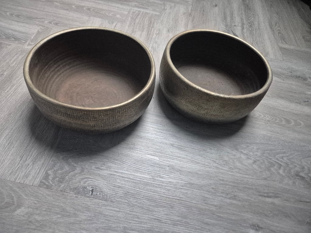 Schaal Mira industrieel goud (2 stuks), 25 tot 40 cm, Rond, Ophalen of Verzenden, Minder dan 40 cm