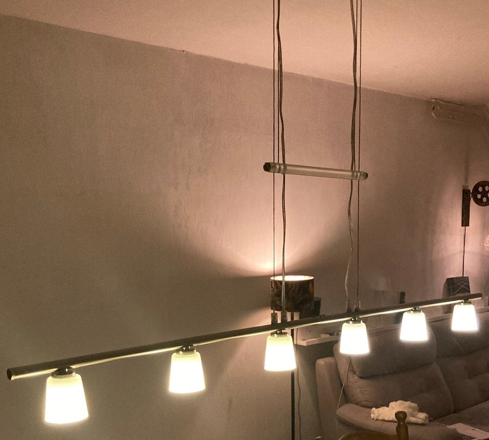 Dimbare RVS led hanglamp, 50 tot 75 cm, Ophalen of Verzenden, Zo goed als nieuw, Glas