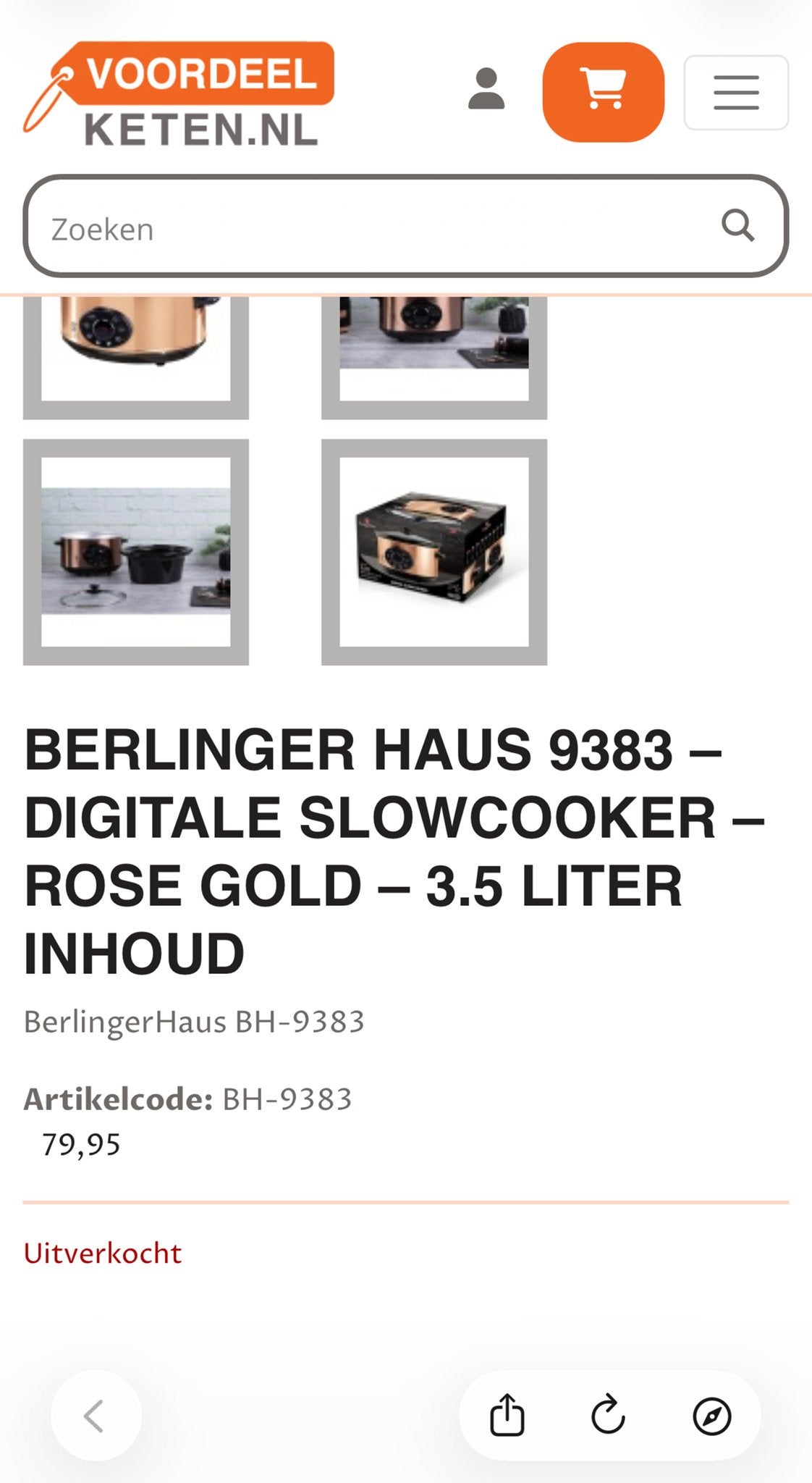 Berlinger Haus Digitale Slowcooker Rose Goud - 3.5L, Ophalen of Verzenden, Timer, Nieuw