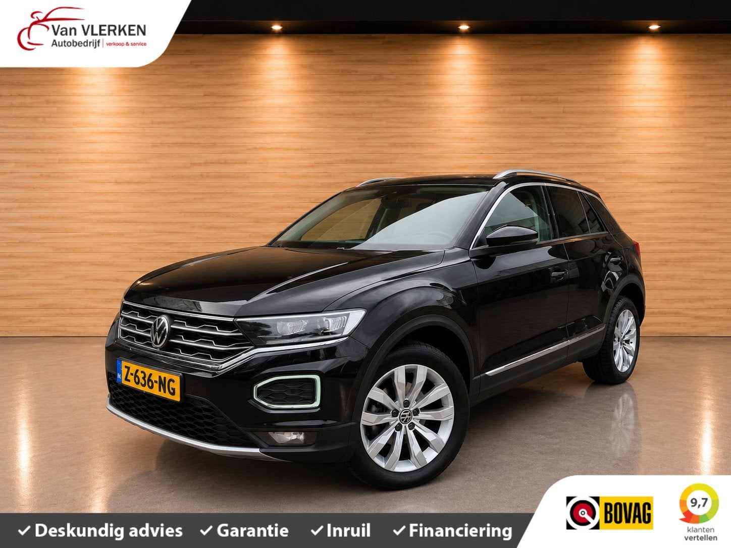 Volkswagen T-Roc 1.5 TSI Sport, 1254 kg, 4 cilinders, Leder en Stof, Zwart