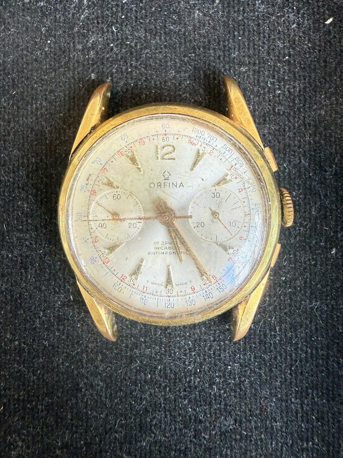 Vintage Orfina Chronograaf - Verguld voor onderdelen, Sieraden, Tassen en Uiterlijk, Horloges | Antiek, Overige merken, Overige materialen