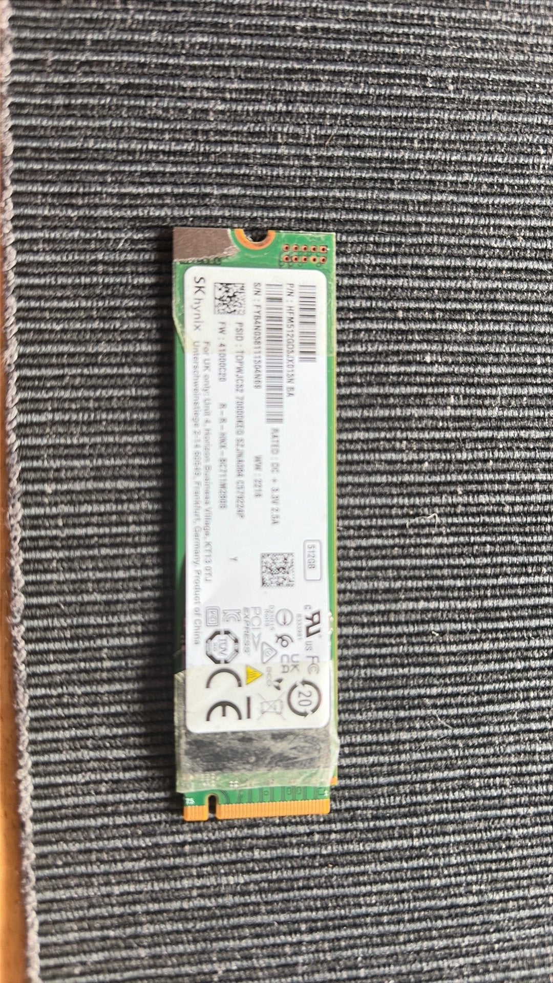 SK Hynix M.2 SSD 512 GB, Computers en Software, Harde schijven, Ophalen, Intern, SSD, Zo goed als nieuw