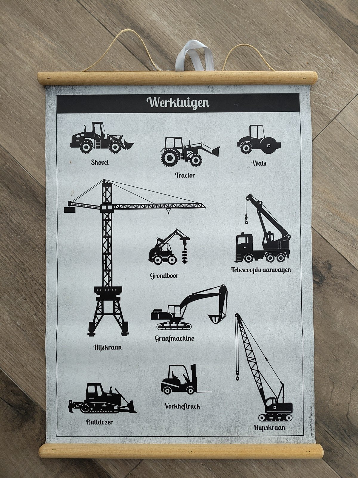 Poster Werkvoertuigen/ bouwplaats 50x70cm, Kinderen en Baby's, Ophalen of Verzenden, Zo goed als nieuw, Wanddecoratie