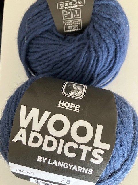 partij 1000 gr Lang Yarns WoolAddicts Hope, denimblauw (34), Ophalen of Verzenden, Nieuw, Breien of Haken, Wol of Garen