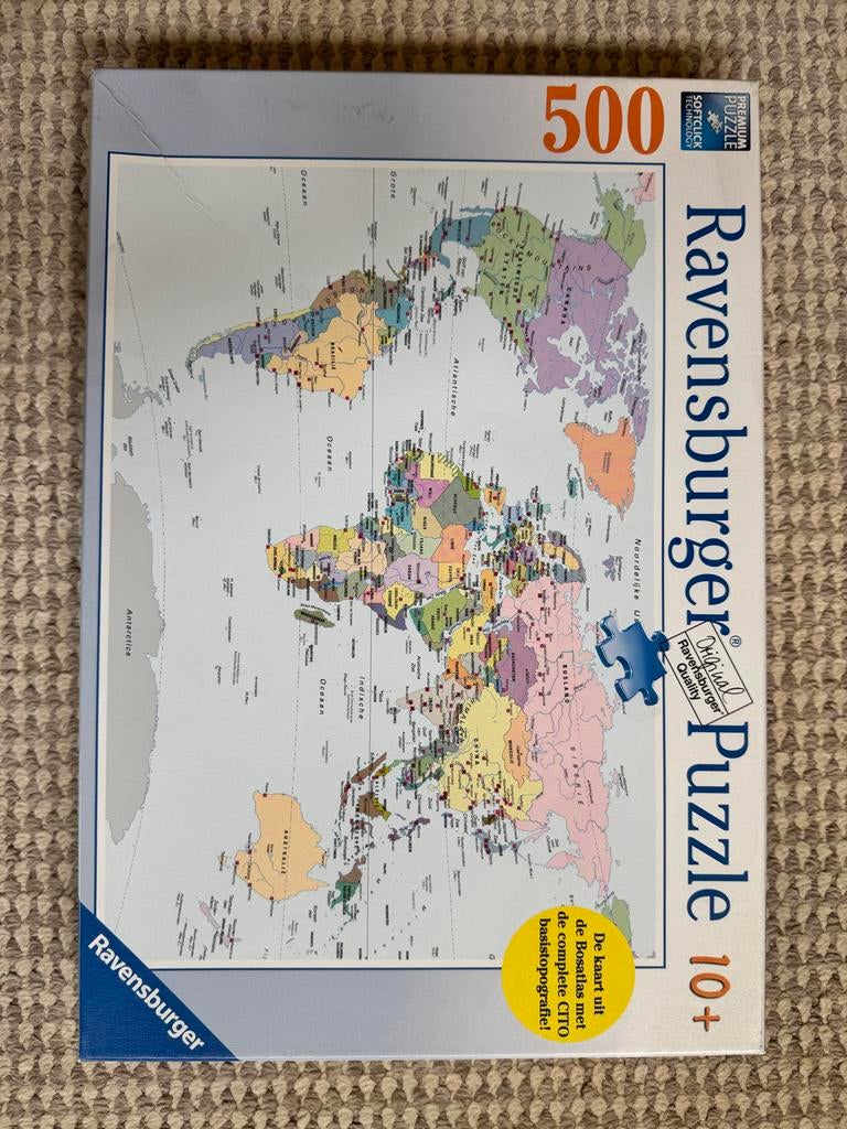 Ravensburger Wereldkaart Puzzel 500 stukjes, Hobby en Vrije tijd, Denksport en Puzzels, Ophalen of Verzenden, 500 t/m 1500 stukjes