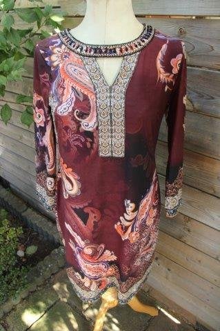 Jurk bordeauxrood/ zwart K-Design mt M Vaste prijs OPRUIMING, Maat 38/40 (M), K-design, Ophalen of Verzenden, Zo goed als nieuw