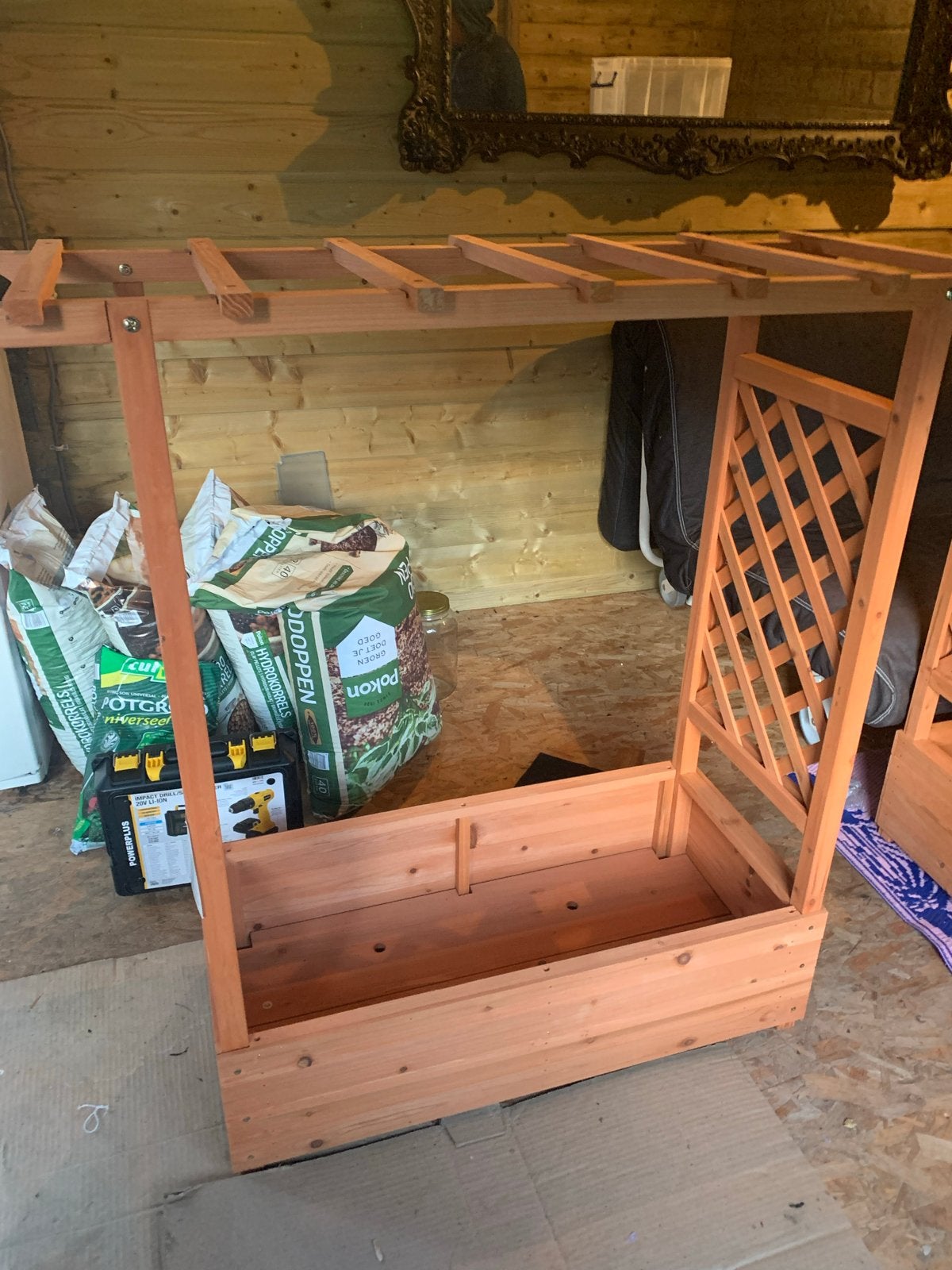Houten plantenbak met klimrek 2 stuks, Tuin en Terras, Nieuw, Ophalen of Verzenden, Binnen, 60 tot 100 cm