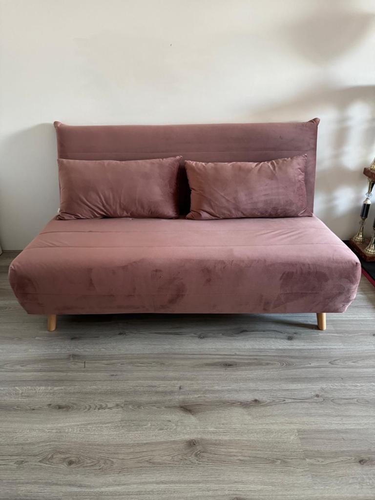 Roze slaapbank / tweepersoonsbank, Ophalen, Overige kleuren, Tweepersoons, 140 cm