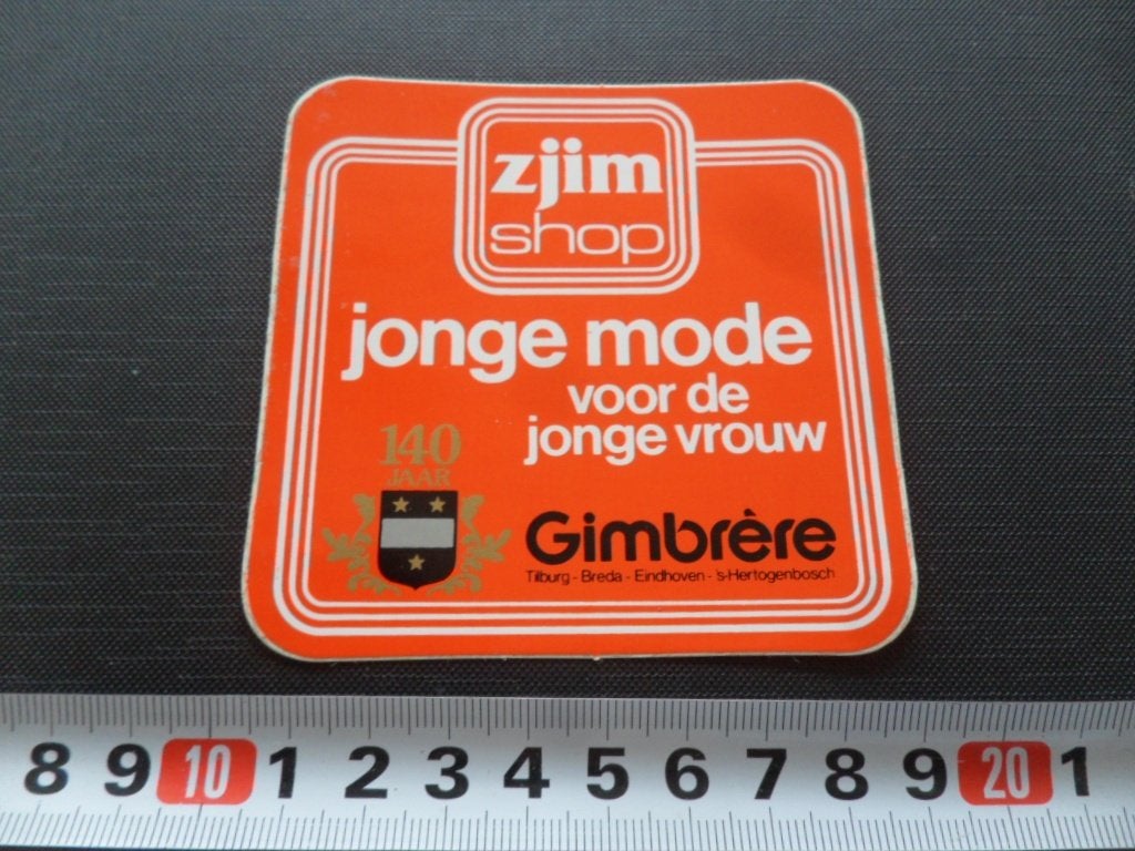 sticker ZJIM shop jonge mode 140 jaar gimbrère, Ophalen of Verzenden, Zo goed als nieuw