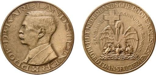 Karl Landsteiner penning brons, Postzegels en Munten, Penningen en Medailles, Ophalen of Verzenden, Brons