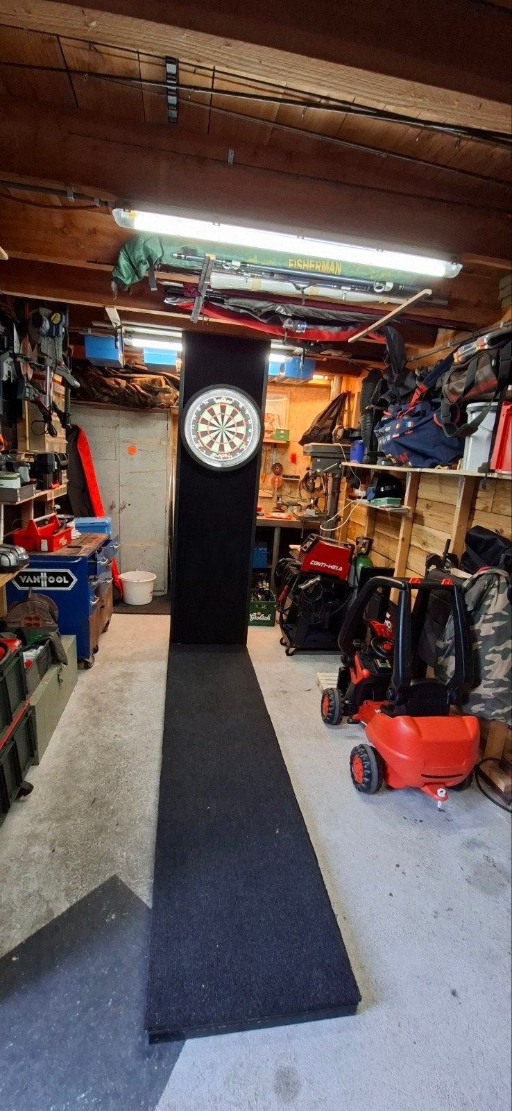opklapbare dartbaan met bord en verlichting, Sport en Fitness, Ophalen, Dartbord