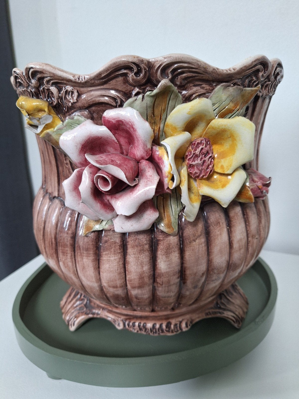grote partij Vintage Bassano bloempotten met roosjes, jaren, Ophalen of Verzenden