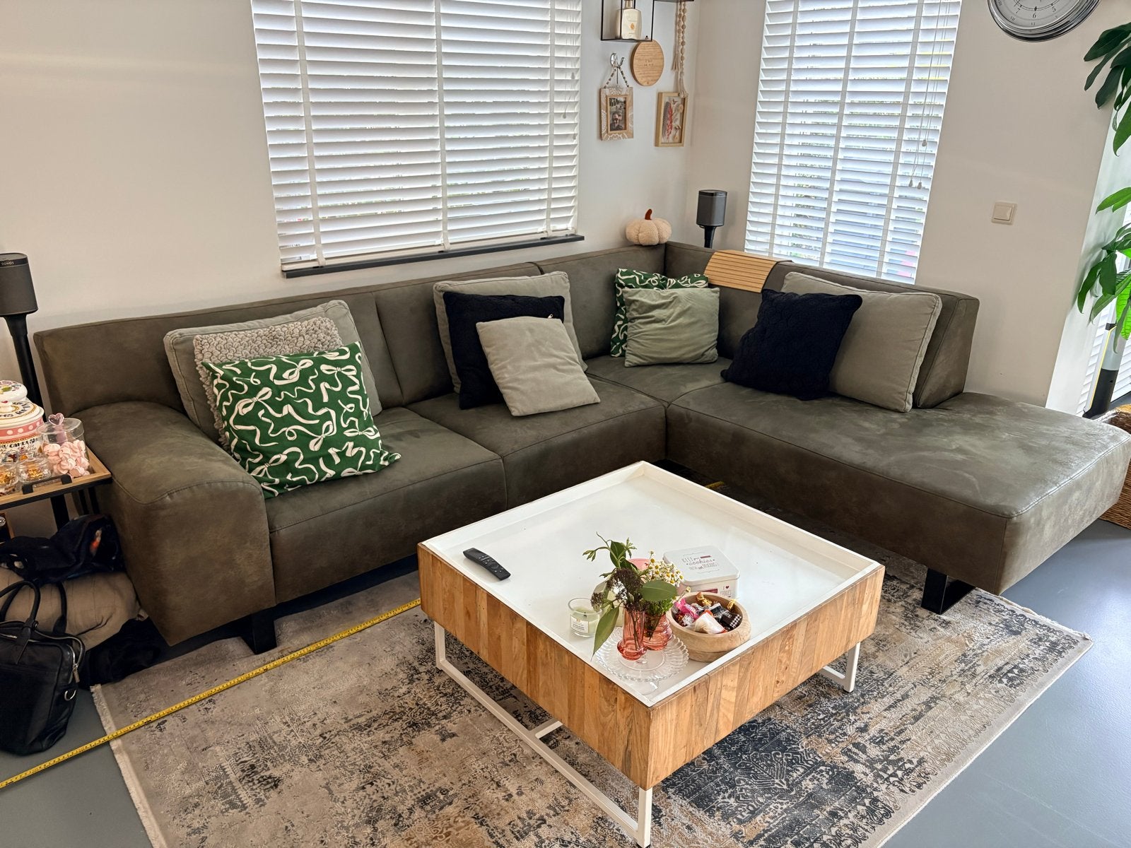 Ruime leren hoekbank / loungebank - 300 x 180 cm, Ophalen, Luxe, tijdloos, strak, 100 tot 125 cm, Hoekbank