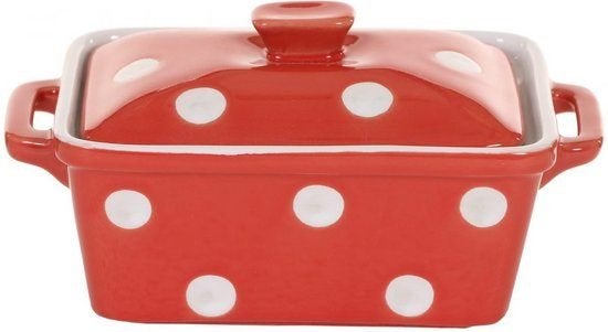 Isabelle Rose Keramieken Botervloot - Rood met Witte Stippen, Overige merken, Keramiek, Nieuw, Ophalen of Verzenden