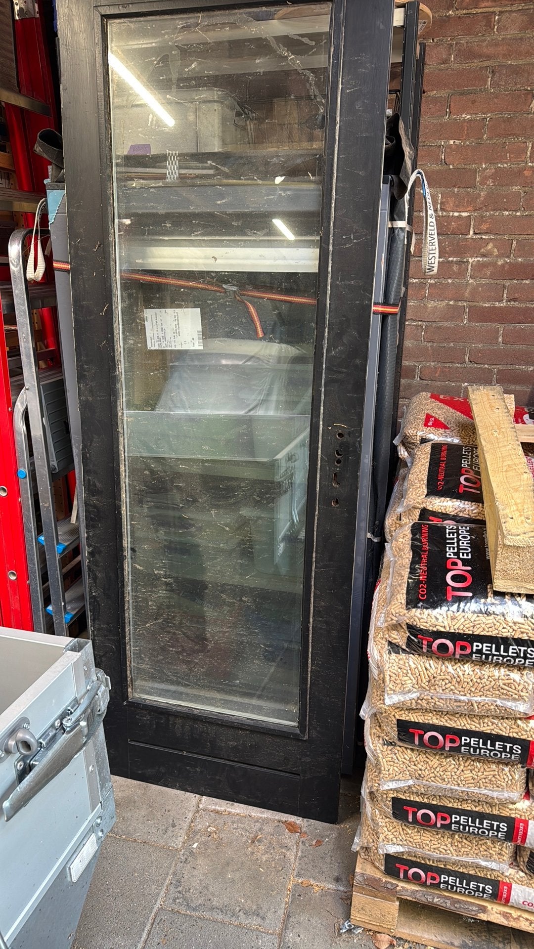 Achterdeur dubbel glas, Doe-het-zelf en Verbouw, Deuren en Horren, Ophalen, Gebruikt, 200 tot 215 cm, Glas