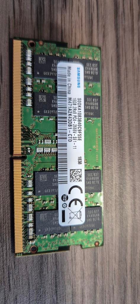 Samsung 16GB DDR4 RAM PC4-2666V Laptop Geheugen, Computers en Software, RAM geheugen, Gebruikt, DDR4, Ophalen of Verzenden, Laptop