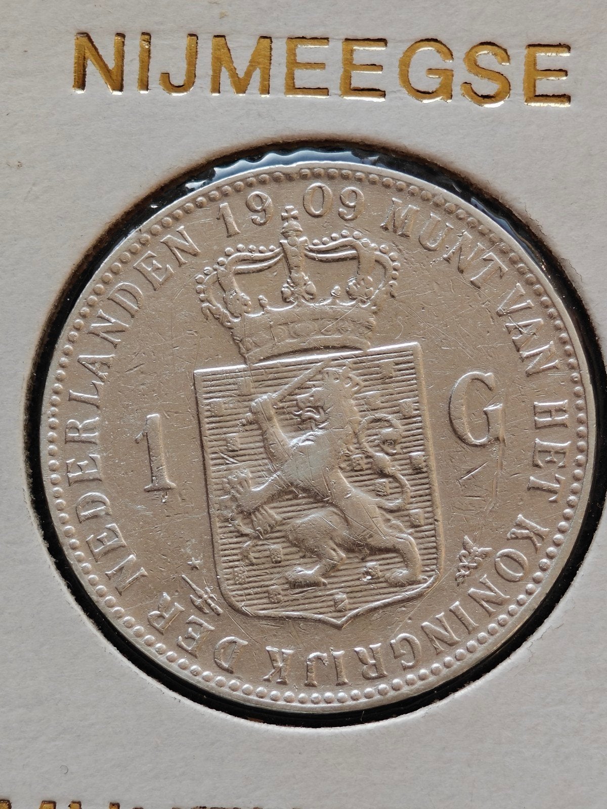 1 Gulden 1909 Koningin Wilhelmina Zilveren Munt, Postzegels en Munten, Munten | Nederland, 1 gulden, Zilver, Ophalen of Verzenden