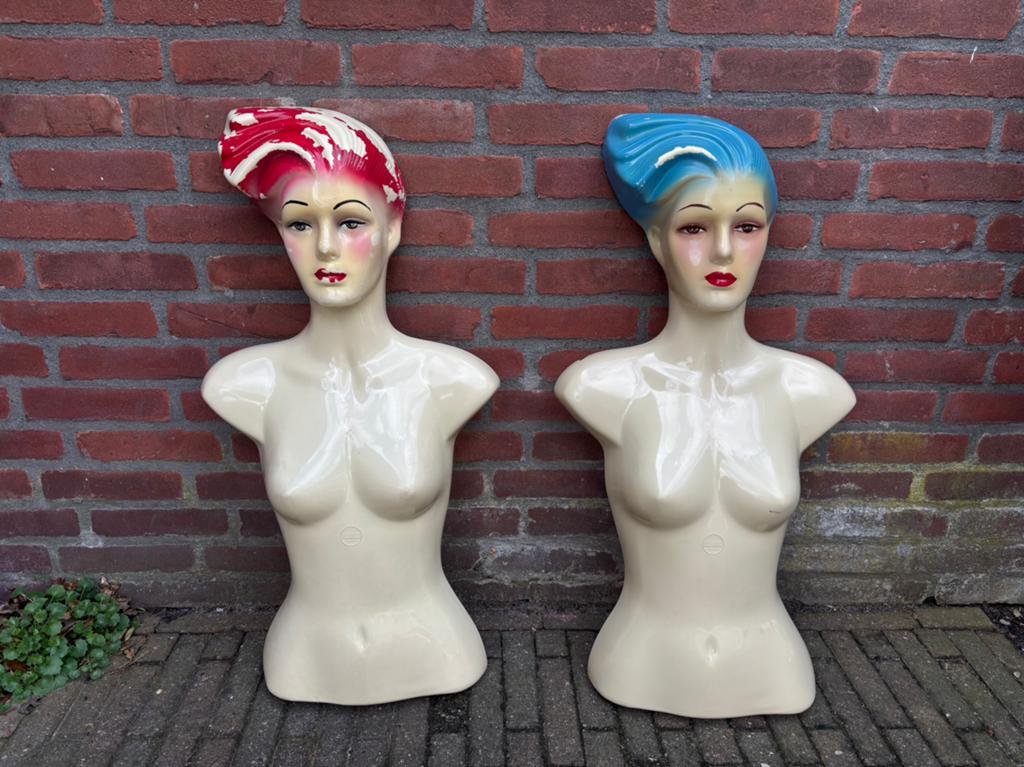 2 vintage Mannequin buste paspop van fashino, Ophalen of Verzenden, Huis en Inrichting