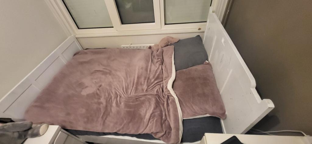 Mooie twijfelaar 120x200 met matras en topper, Ophalen, Gebruikt, Wit, Twijfelaar