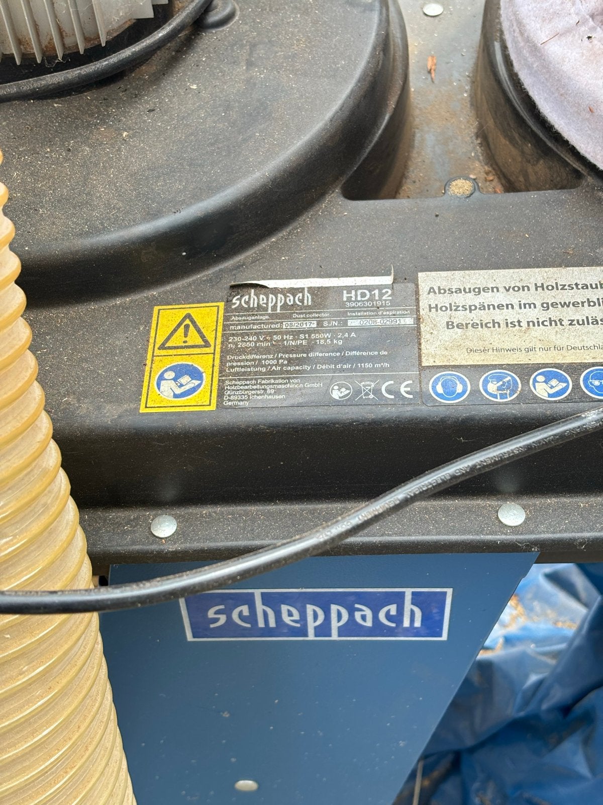 Scheppach HD12 Stofafzuiger 230V - Krachtige Afzuiging, Ophalen, Gebruikt, Afzuiger