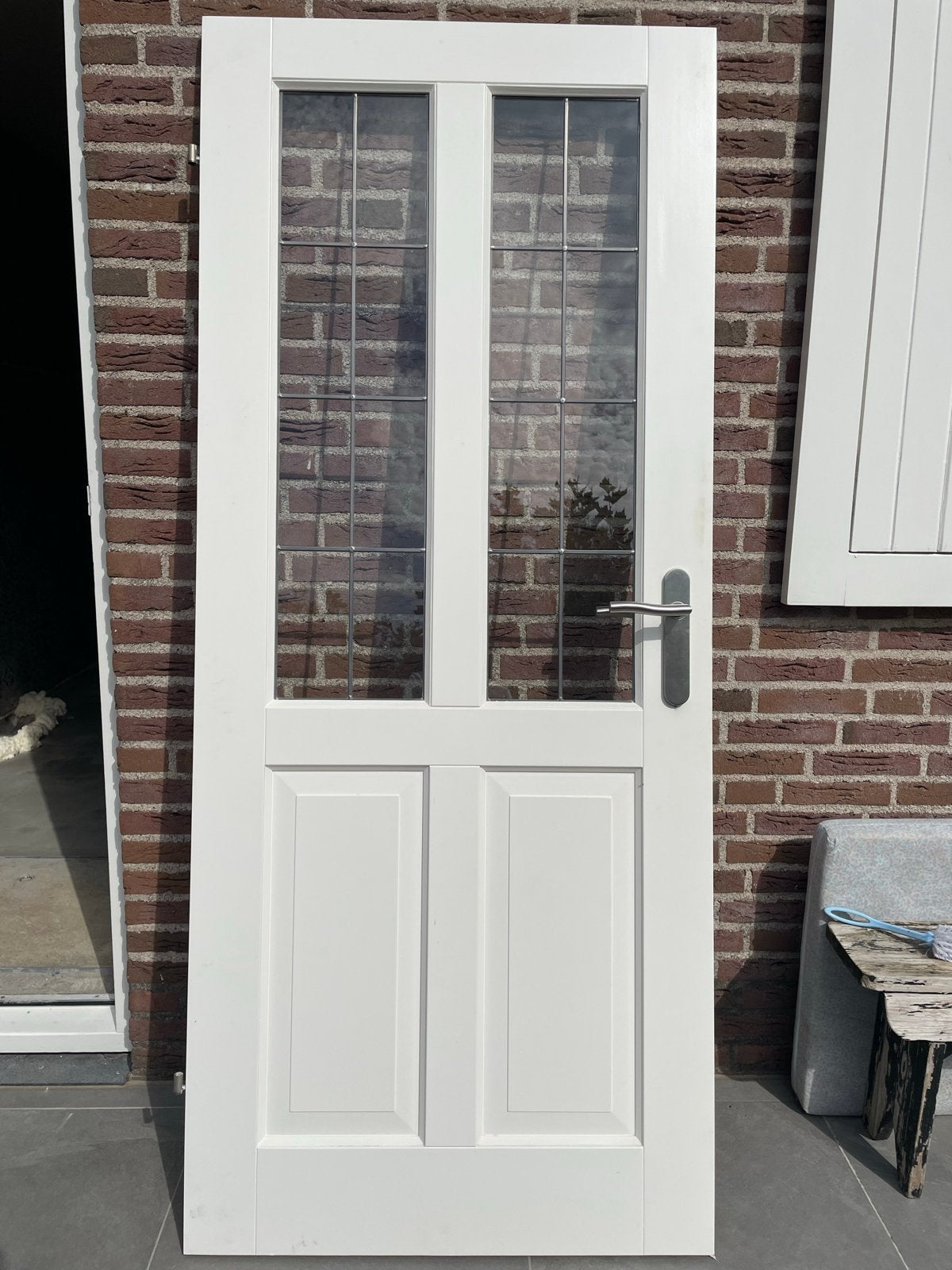 Witte binnendeur met glas en paneel en 8x binnendeur; opdek, Ophalen, 80 tot 100 cm, Binnendeur, Zo goed als nieuw