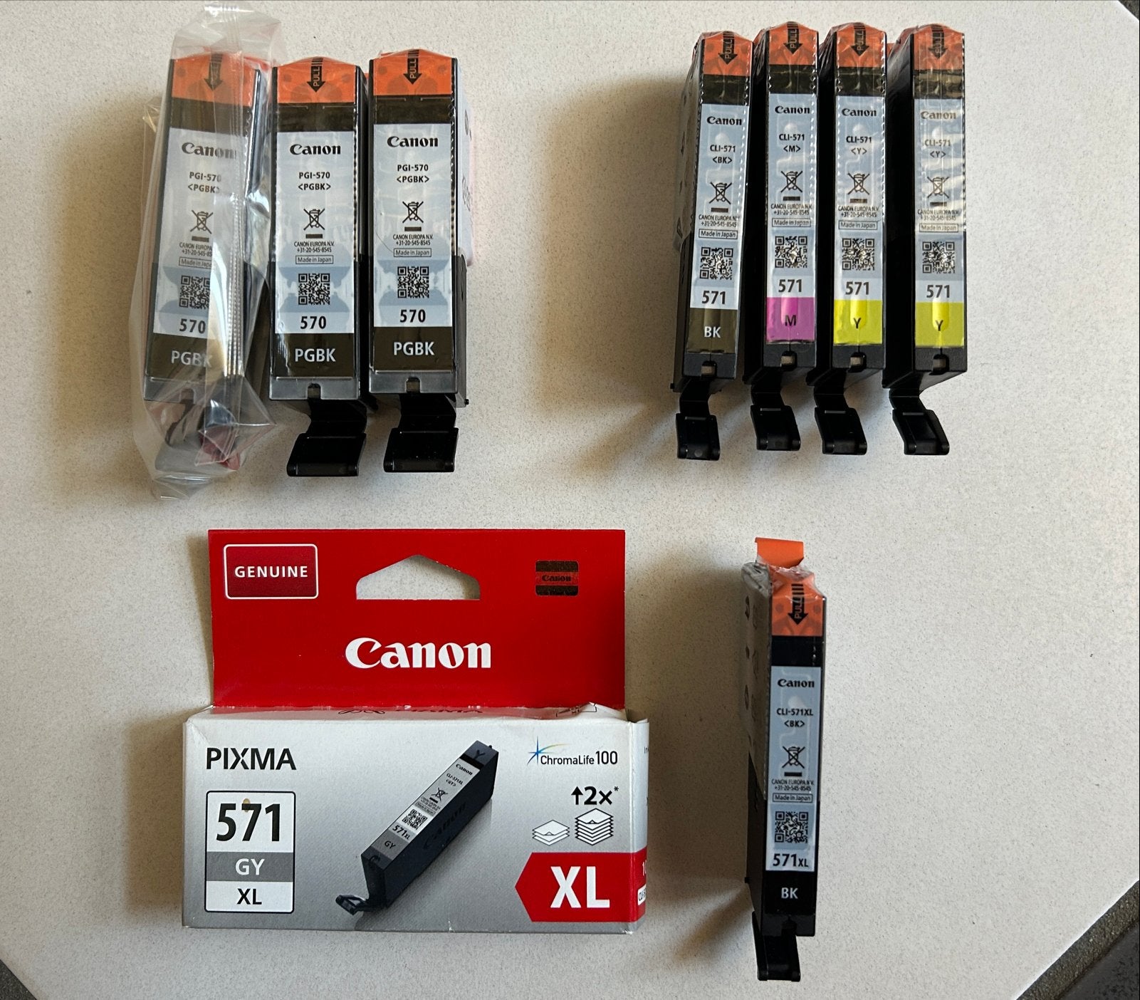 Nieuwe Originele Canon Cartridges 570 en 571 (9 stuks), Ophalen of Verzenden, Nieuw, Cartridge