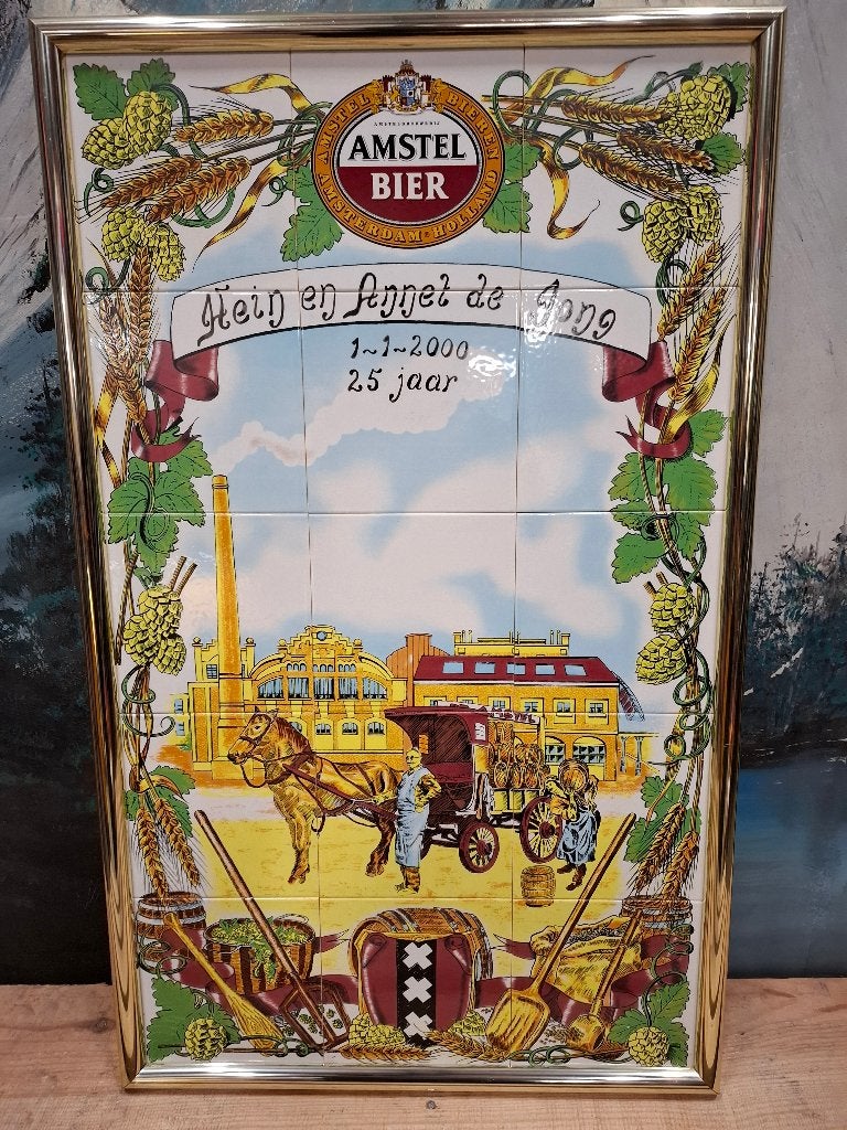 Amstel bier tegelplateau, Ophalen, Gebruikt, Reclamebord, Plaat of Schild, Amstel