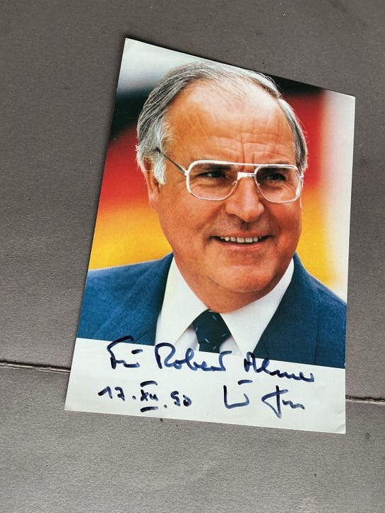 Gesigneerde foto Helmut Kohl -, Verzenden, Overige onderwerpen