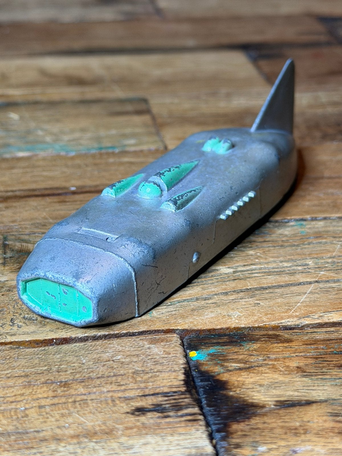 Dinky Toys 23S Streamlined Racing Car – zilver/groen, Ophalen, Gebruikt, Auto, Dinky Toys