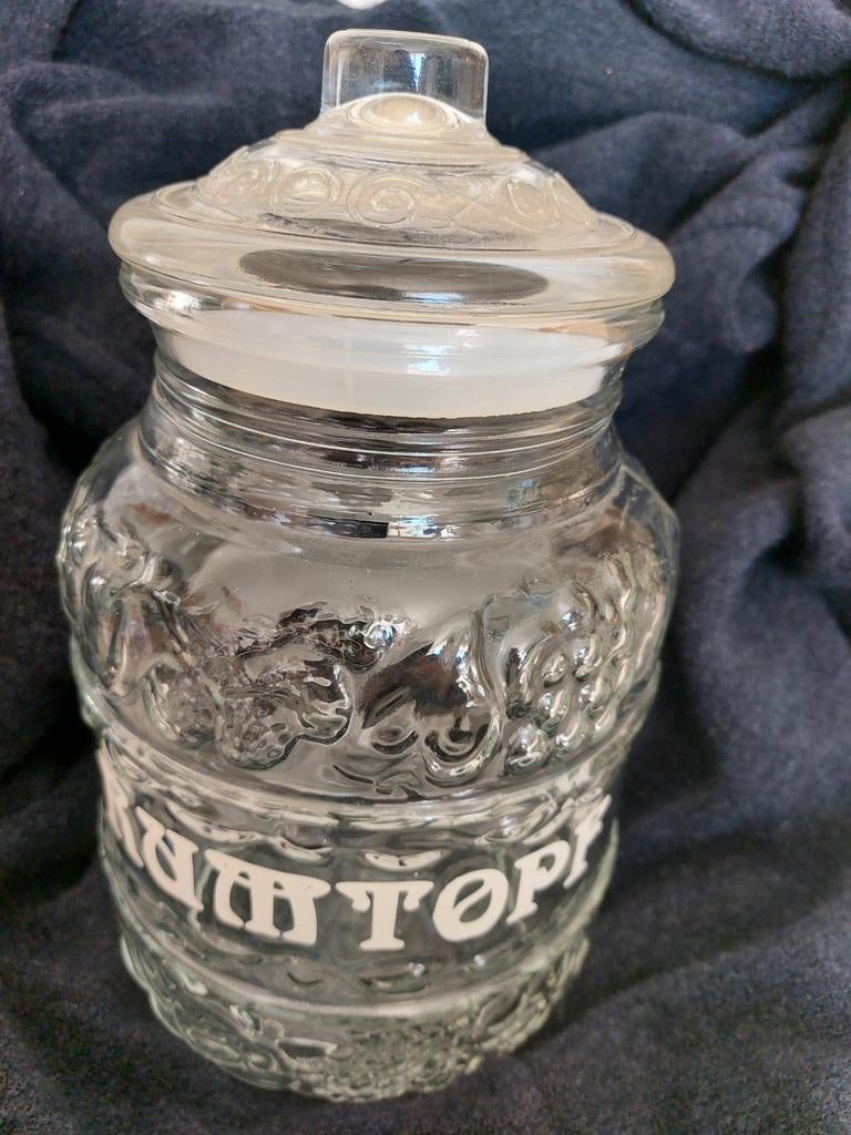 Vintage Rumtopf van prachtig bewerkt glas - 30 cm, Huis en Inrichting, Woonaccessoires | Stolpen, Ophalen of Verzenden, Gebruikt
