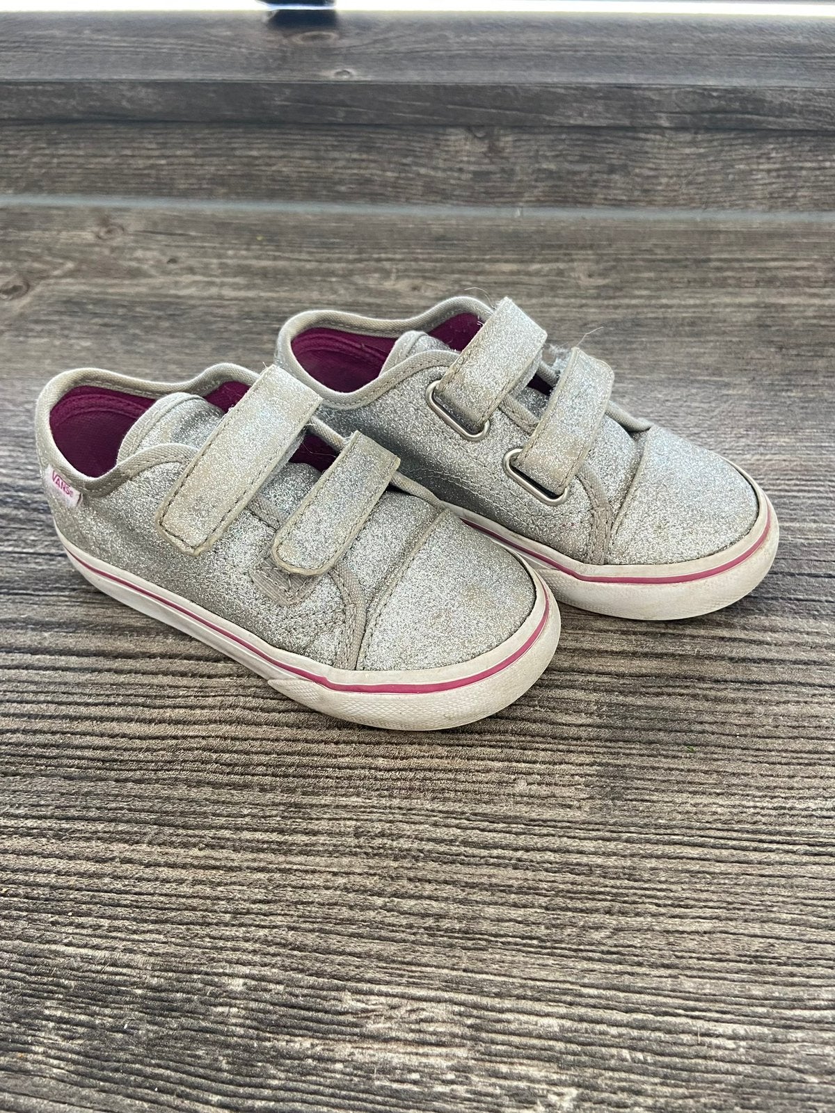 Vans Meisjes Sneakers Zilver Glitter Maat 24 Klittenband, Meisje, Schoenen, Ophalen of Verzenden, Zo goed als nieuw