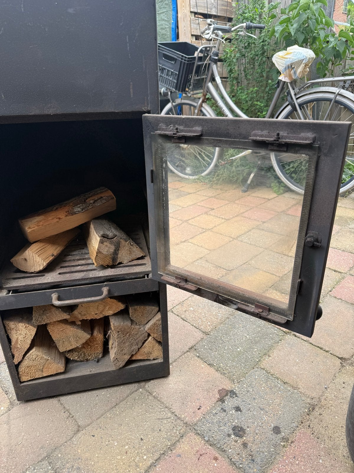 Robuuste Houthaard met Externe Schoorsteen, Huis en Inrichting, Haarden, Ophalen, Gebruikt, Vrijstaande haard, Houthaard