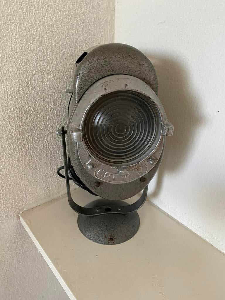 Prachtige Vintage Cremer Paris Theaterlamp Spot Lamp, Ophalen of Verzenden, Gebruikt, Metaal of Aluminium, Vloerspot of Grondspot