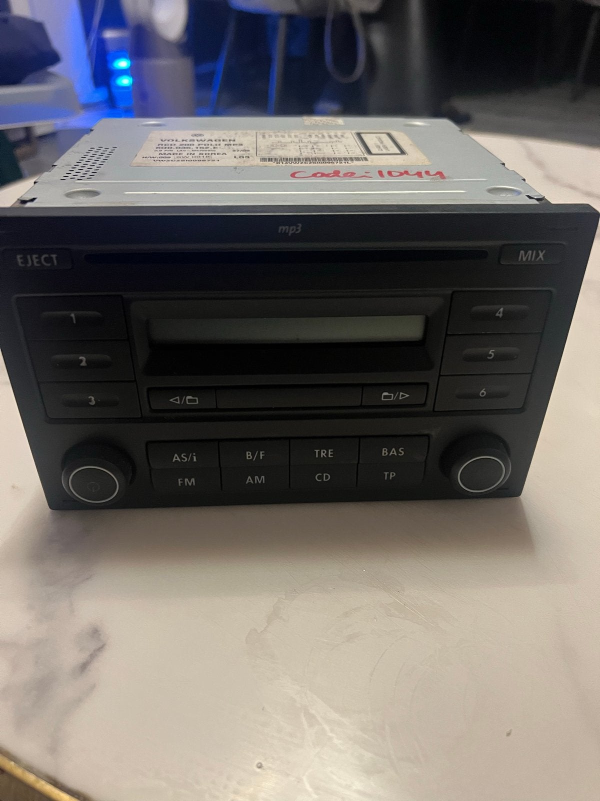 Volkswagen RCD 200 Polo MP3 Autoradio - Code 1044, Ophalen of Verzenden, Gebruikt