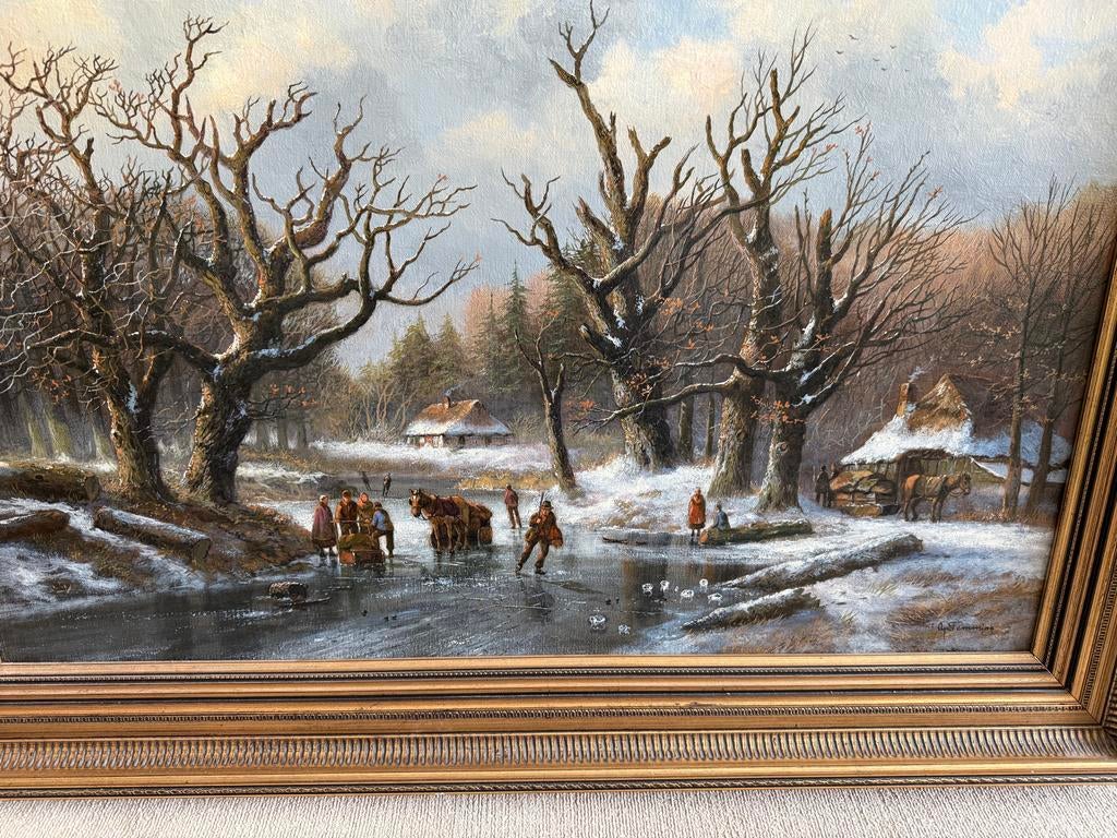 Prachtig winters tafereel van Albertus J. Temming, Ophalen