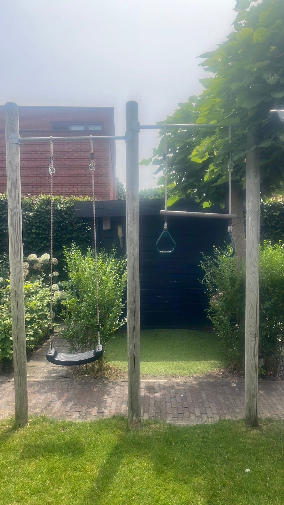 Speelrek tuin met schommel en rekstok met ringen, Ophalen, Gebruikt, Schommel