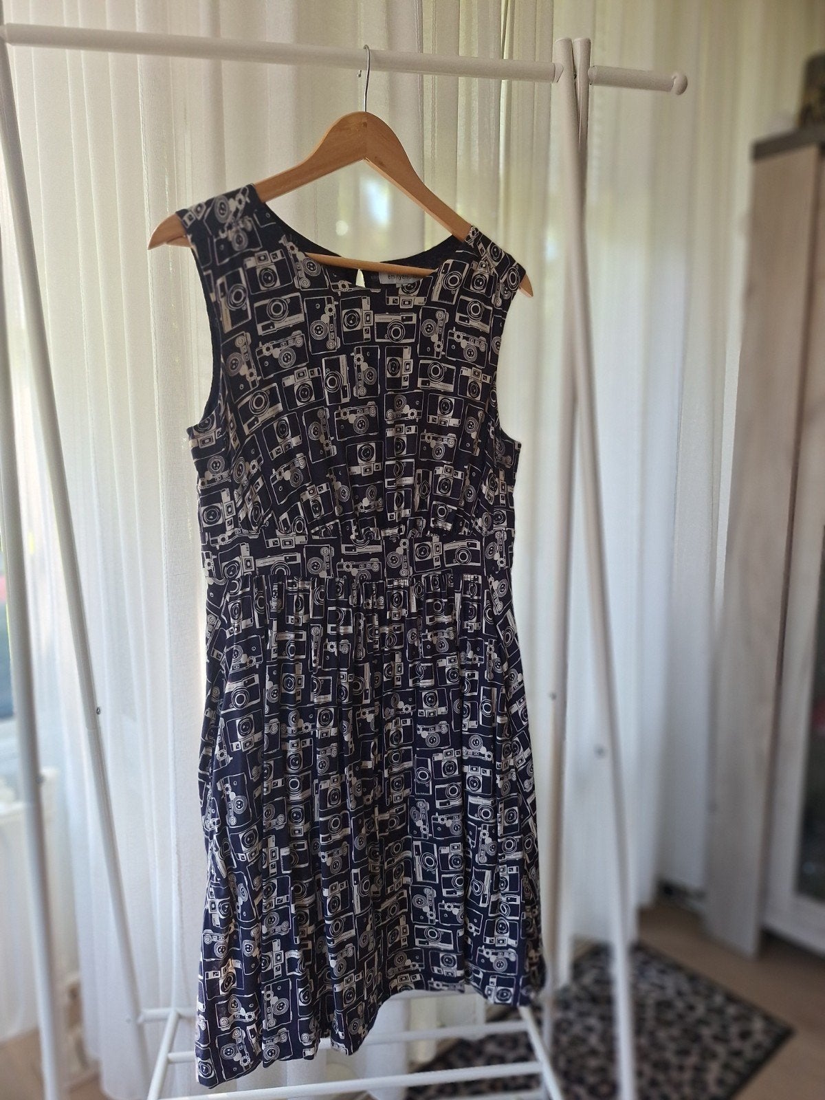 Emily & Fin jurk met vintage camera print, maat 40, Maat 38/40 (M), Emily & Fin, Blauw, Ophalen of Verzenden