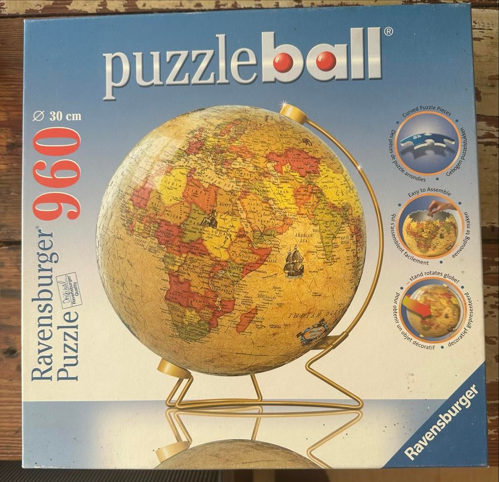 Ravensburger Puzzleball Wereldbol Vintage Stijl 960 Stukjes, Ophalen of Verzenden, 500 t/m 1500 stukjes, Zo goed als nieuw, Rubik's of 3D-puzzel