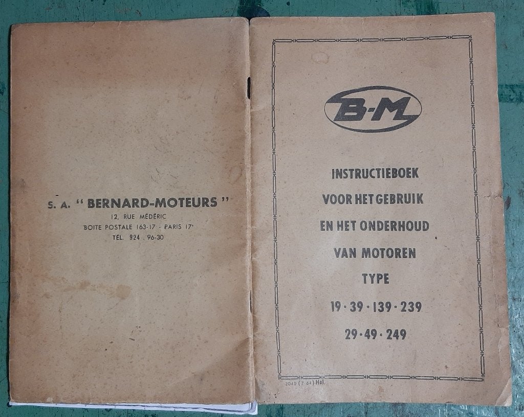 Bernard Moteurs onderhoudsboekje - Goede staat, Ophalen of Verzenden, Gebruikt, Elektromotor