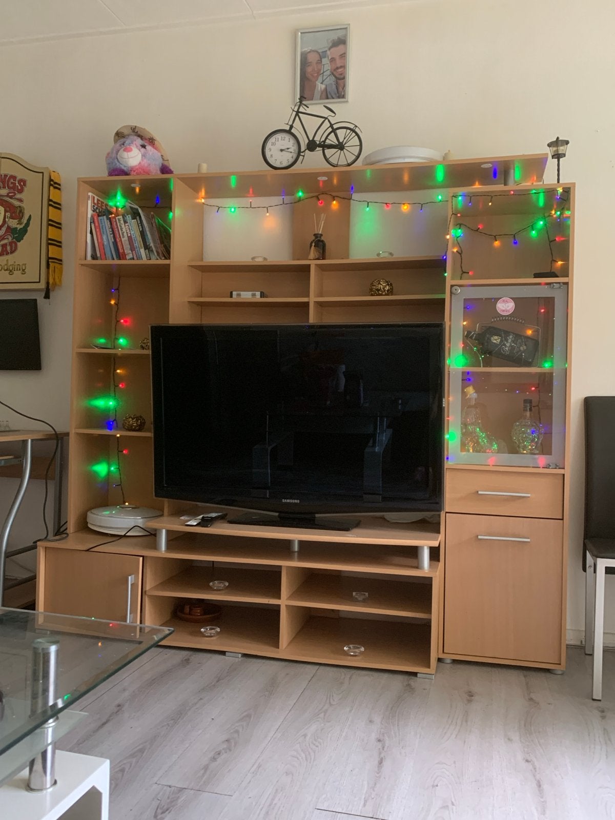 Complete TV-meubelwand met opbergruimte, Ophalen, Gebruikt, Met lade(s), 150 tot 200 cm