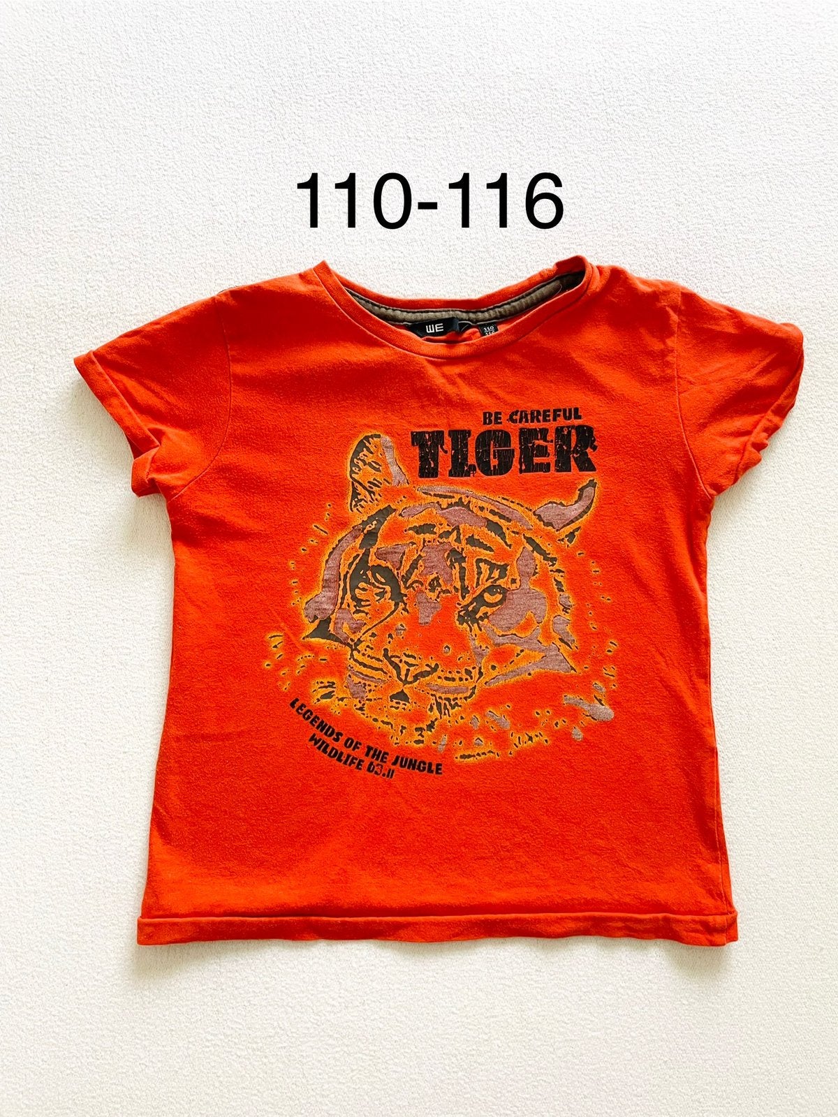 WE | Oranje t-shirt, WK shirt tijger jongens - 110 116, Ophalen of Verzenden, Gebruikt, Jongen, Shirt of Longsleeve