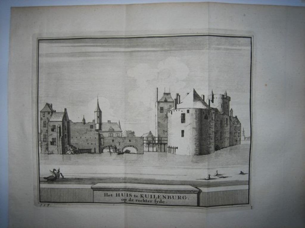 32 / Culemborg/ Kuilenburg het Kasteel Kopergravure 1736, Antiek en Kunst, Ophalen of Verzenden