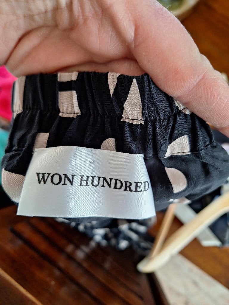 Zijde Won Hundred zwart beige rok rokje mini 36 S, Verzenden, Zo goed als nieuw, Maat 36 (S), Boven de knie