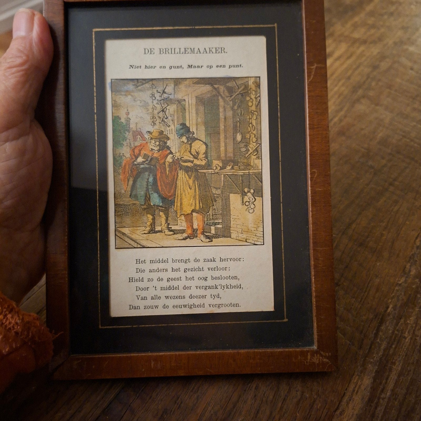 De Brillemaaker oude afbeelding uit Kunstwinkel  achter Glas, Antiek en Kunst, Ophalen of Verzenden