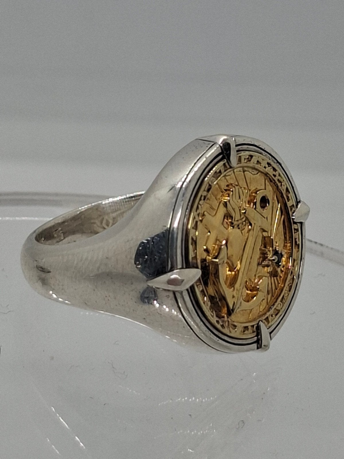 Thomas Sabo Zegelring Zilver 925 Goud Verguld Geloof Hoop Li, Sieraden, Tassen en Uiterlijk, Ringen, Ophalen of Verzenden, Zo goed als nieuw