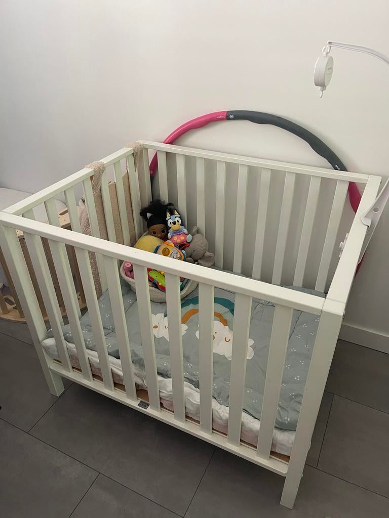 TWF Box FLEUR - Witte houten babybox, Ophalen, Gebruikt, Vierkant, In hoogte verstelbaar